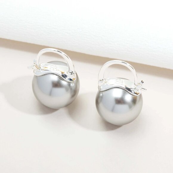 Alicia Bonnie Blanche Pearl Huggie Drop Earrings, Silver Crystal Pearl - Picture 3 of 6